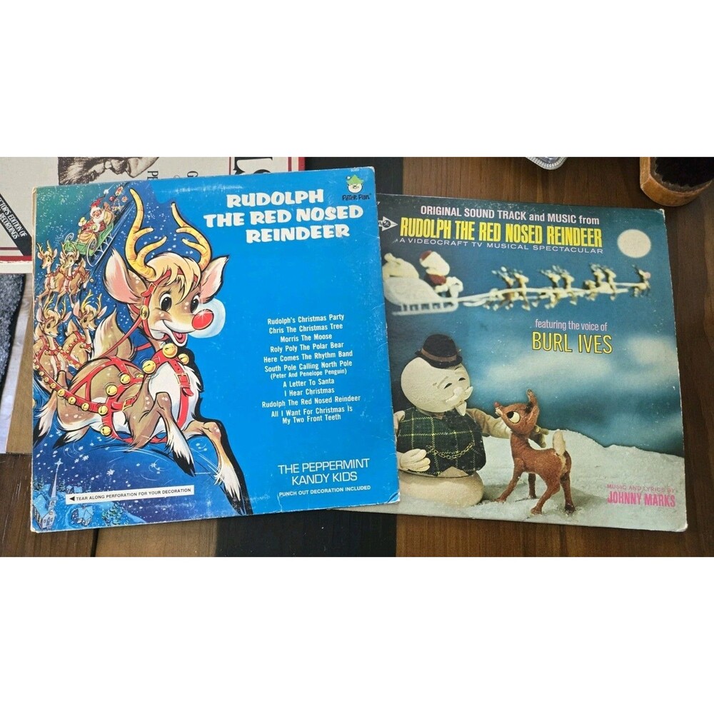 S/2 Rudolph the Red-Nosed Reindeer Vinyl Record LP 1964 & 1972